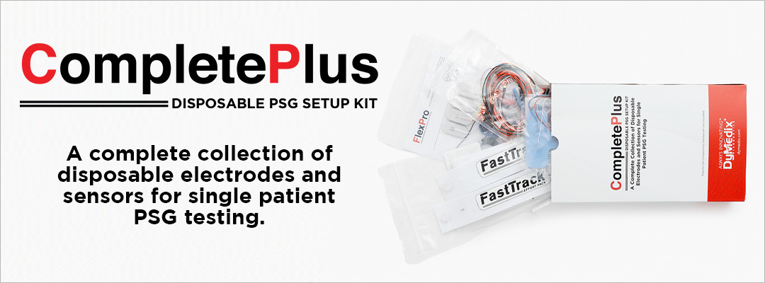 A complete collection of disposable electrodes and sensors for single patient PSG testing. CompletePlus Disposable Sleep Sensor Kit